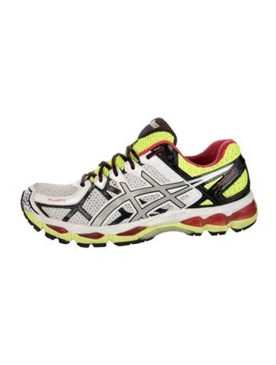 Pre-owned Asics Mesh Printed Athletic Sneakers In White