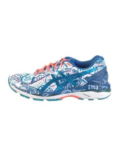 Pre-owned Asics Mesh Printed Sneakers In Blue