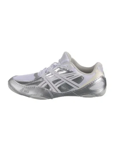 Pre-owned Asics Mesh Striped Athletic Sneakers In White