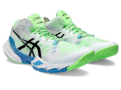 Pre-owned Asics Metarise 1051a058 102 White Black Volleyball Shoes In White, Black, Green
