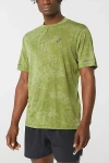 Asics Metarun Pattern 1/2 Zip Running T-shirt Top In Cactus, Men's At Urban Outfitters In Cactus