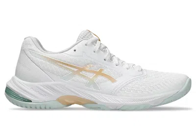 Pre-owned Asics Netburner Ballistic Ff 3 (women's) Sneakers In White/champagne In Multi