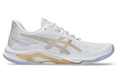 Pre-owned Asics Netburner Ballistic Ff 4 (women's) Sneakers In White/champagne In Multi