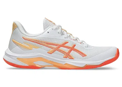 Pre-owned Asics Netburner Ballistic Ff 4 (women's) Sneakers In White/vivid Coral In Multi