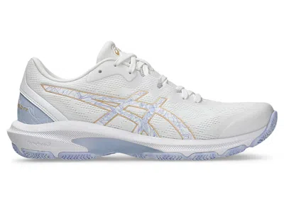 Pre-owned Asics Netburner Shield Ff (women's) Sneakers In White/blue Fade In Multi