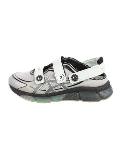 Pre-owned Asics Nylon Colorblock Pattern Sneakers In Silver