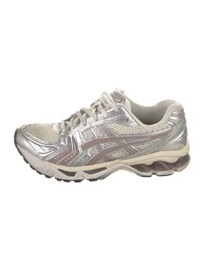 Pre-owned Asics Printed Leather Trim Embellishment Athletic Sneakers In Silver