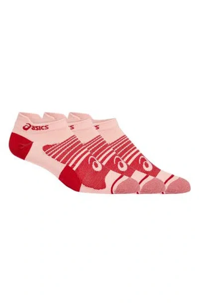 Asics ® Quick Lyte Plus 3-pack No Show Socks In Frosted Rose/cranberry