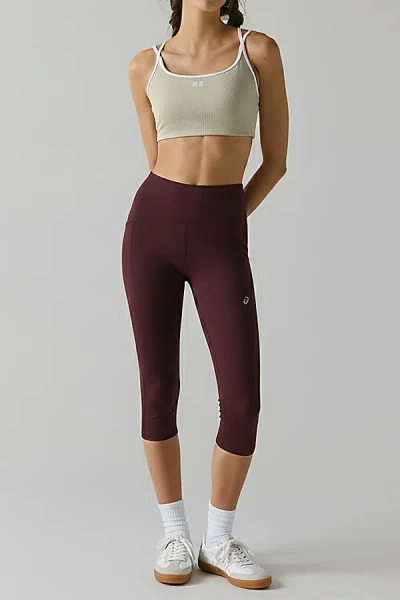 Asics Road High Waist Capri Running Legging In Dark Currant, Women's At Urban Outfitters In Multi