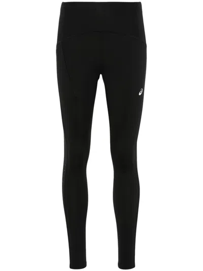 Asics Road Logo-print Leggings In 001 Performance Black