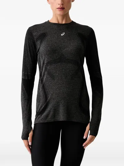 Asics Road Logo-print Long-sleeve T-shirt In Grey