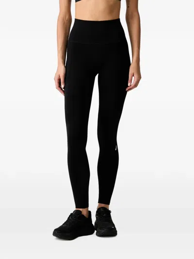 Asics Road Logo-print Performance Leggings In Black