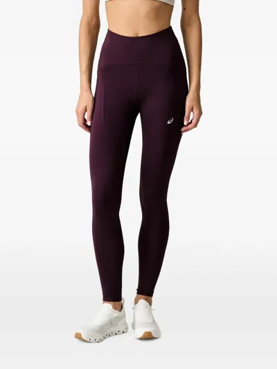 Asics Road Logo-print Performance Leggings In Purple