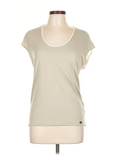 Pre-owned Asics Short Sleeve Top Ivory Scoop Neck Tops In White