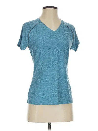 Pre-owned Asics Short Sleeve Top Teal V Neck Tops In Blue