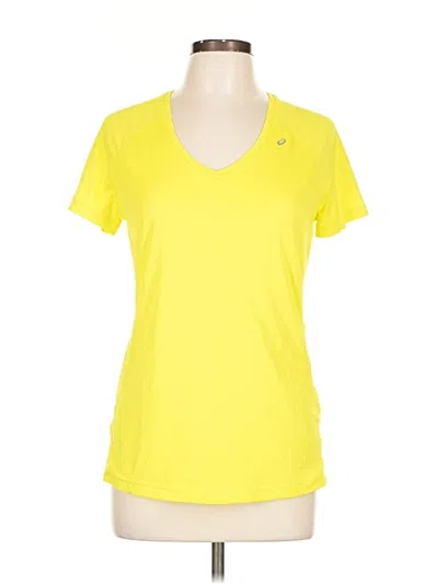 Pre-owned Asics Short Sleeve Top Yellow V-neck Tops