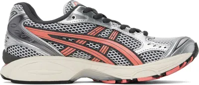 Asics Silver & Pink Gel-kayano 14 Sneakers In 101 White/papaya