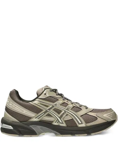 Asics Gel-1130 Sneakers In Shiny Mesh And Varnished Synthetic Leather In Brown