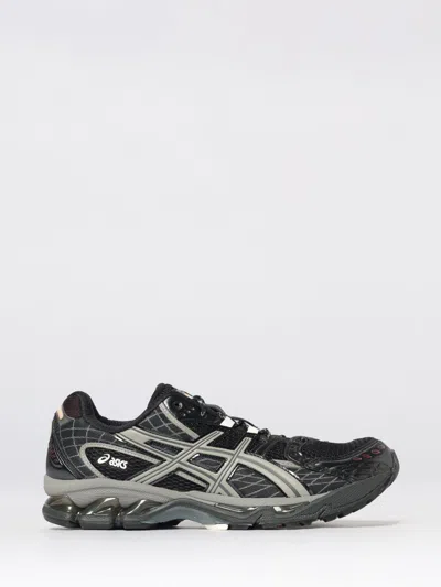 Asics Front Lace-up Sneakers With Branded Heel Counter For Men In Black