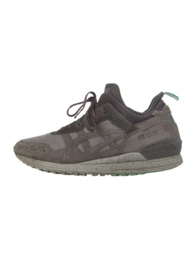 Pre-owned Asics Suede Printed Sneakers In Gray