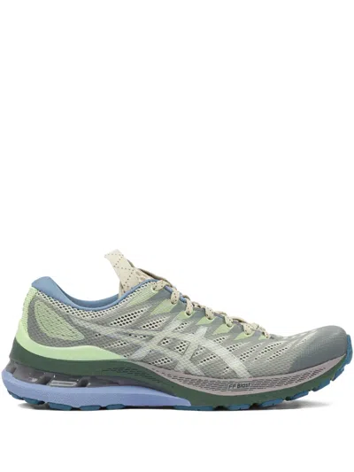 Asics Textured Lace-up Mesh Sneakers In Gray
