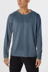 ASICS TRAIN SANA LONG SLEEVE RUNNING TEE IN STEEL BLUE/PEACOAT, MEN'S AT URBAN OUTFITTERS