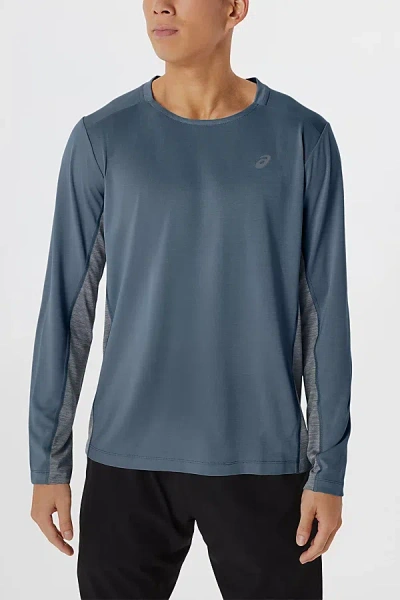 Asics Train Sana Long Sleeve Running Tee In Steel Blue/peacoat, Men's At Urban Outfitters In Steel Blue/peacoat