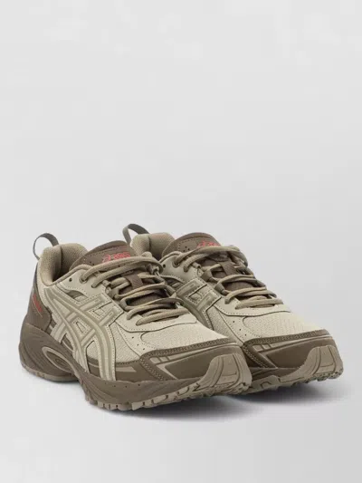 Asics Ventx Mesh Sneakers Pull Tab Rubber Sole In Brown