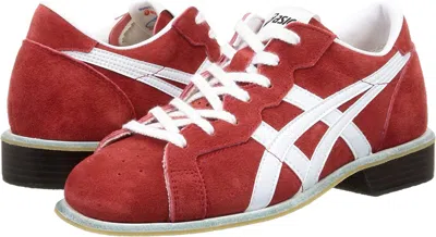 Pre-owned Asics Weight Lifting Shoes Red White Natural Leather 1163a006 600