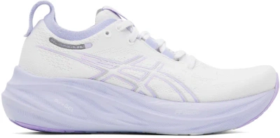 Asics Women's Gel-nimbus Shoes In White/fresh Air In Purple/purple/purple