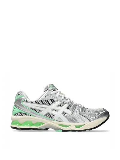 Asics White Gel-kayano 14 Textile Metallic Sneakers In Silver