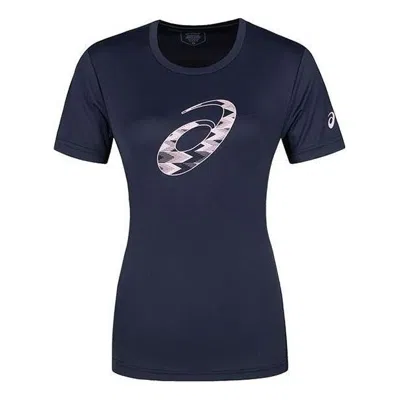 Asics (wmns)  Spiral Graphic Short Sleeve T-shirt Asia Sizing 'midnight' In Blue