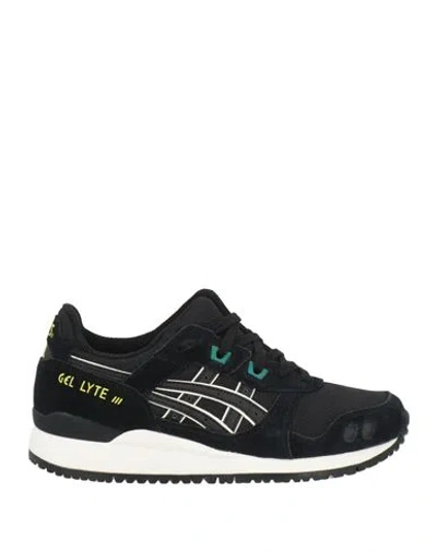 Asics Woman Sneakers Black Size 8 Leather, Textile Fibers