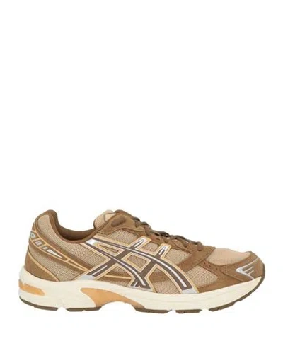 Asics Woman Sneakers Camel Size 11.5 Leather, Textile Fibers In Brown