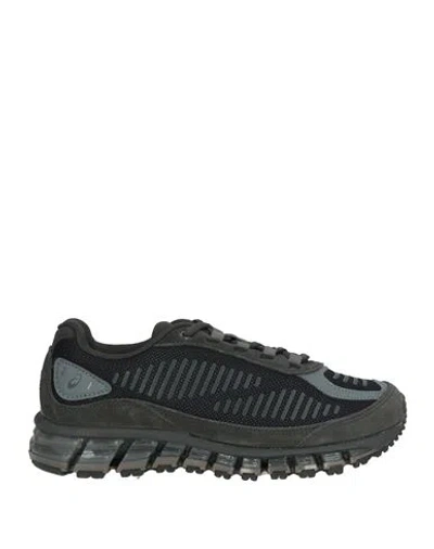 Asics Woman Sneakers Charcoal Size 8 Leather, Textile Fibers In Black