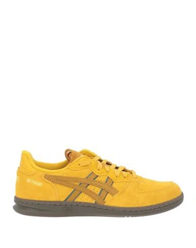 Asics Woman Sneakers Marigold Size 6 Leather In Yellow