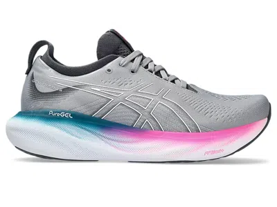 Asics Women's Gel-nimbus 25 Running Shoes - D/wide Width In Sheet Rock/white In Grey