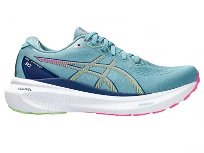 Asics Women Kayano 30 Shoes In Gris Blue / Lime Green