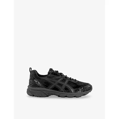 Asics Womens Black Obsidian Grey Gel-nunobiki Faux-leather And Mesh Low-top Trainers