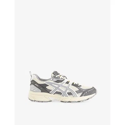 Asics Womens Cream Cement Grey Gel-nunobiki Mesh Trainers In Red