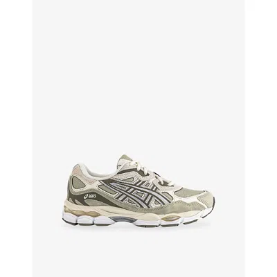 Asics Womens Khaki Pure Silver Gel-nyc Mesh And Suede Trainers Eur 38/5 Uk In Multi