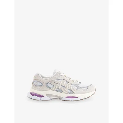 Asics Womens White Taro Purple Gel-nyc 2.0 Suede And Mesh Trainers In Neutral