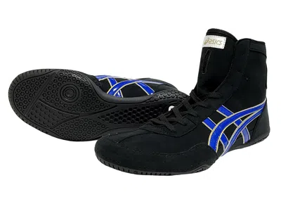 Pre-owned Asics Wrestling Boxing Shoes 1083a001 Ex-eo Twr900 Black Royal Blue Gold
