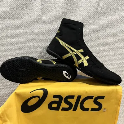Pre-owned Asics Wrestling Boxing Shoes 1083a001 Model Ex-eo Twr900 2023 Black Gold