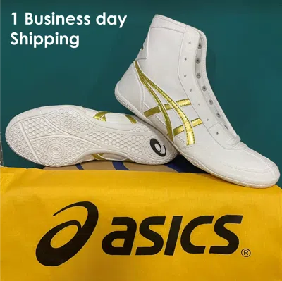 Pre-owned Asics Wrestling Boxing Shoes 1083a001 Model Ex-eo Twr900 2023 White Gold In White,gold