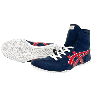 Pre-owned Asics Wrestling Boxing Shoes 1083a001 Navy/red/white In Box From Japan