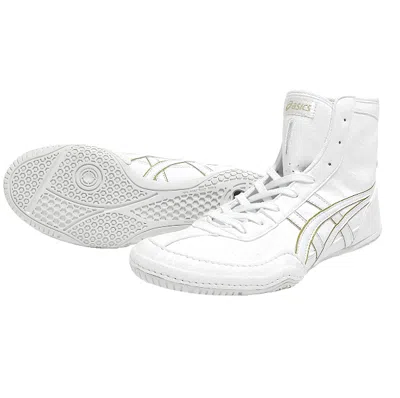 Pre-owned Asics Wrestling Boxing Shoes 1083a001 White/white/gold In Box From Japan