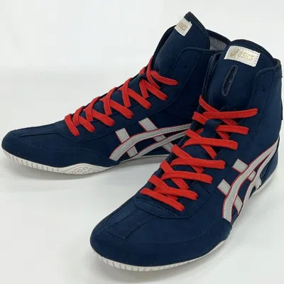 Pre-owned Asics 1083a001  Wrestling Shoes Navy×silver Gray×red Ex-eo Successor [us7.5-11.5]