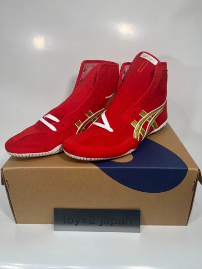 Pre-owned Asics 1083a001  Wrestling Shoes Red X Gold Window White Ex-eo Successor[us5.5-12]