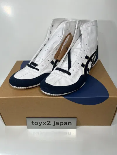 Pre-owned Asics 1083a001  Wrestling Shoes White×navy×gold Ex-eo Successor [us7.5-11.5]